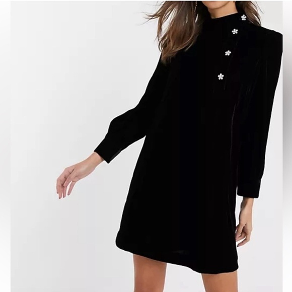 NWT & Other Stories Velvet Crystal Button Mini Dress 10 Holiday Cocktail NYE - Picture 3 of 16